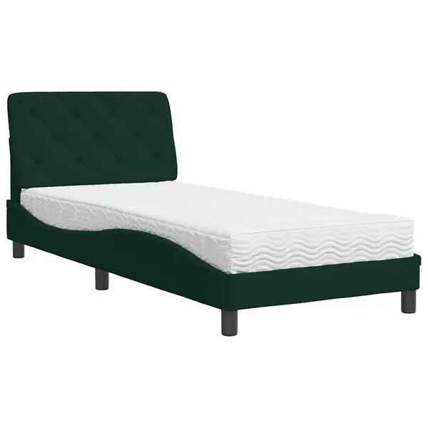 vidaXL Bed with Mattress Dark Green 80x200 cm Velvet Endast idag