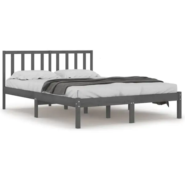 Trygg betalning vidaXL Sängram grå massiv furu 200x200 cm