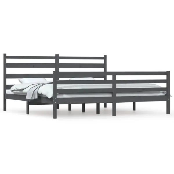 Rabatter vidaXL Sängram massiv furu 200x200 cm grå