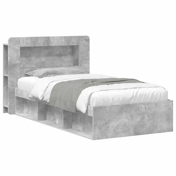 vidaXL Sängram med förvaring Betonggrå 90 x 200 cm Konstruerat trä Erbjudandepris