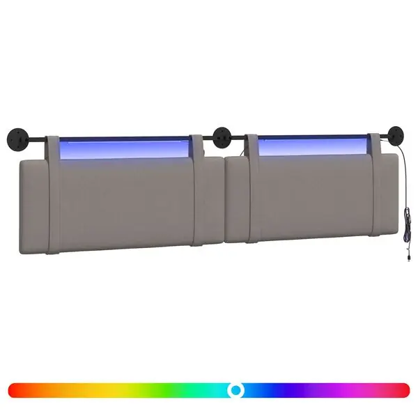 Nedsatt pris vidaXL Hängande sänggavel Med LED-lampa Taupe Tyg
