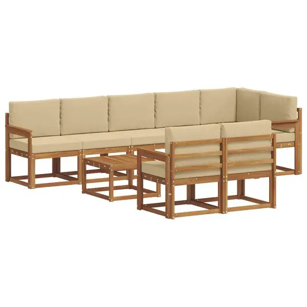 Begränsad tid vidaXL Utomhussoffset med kudde 9 pcs Naturlig och Beige