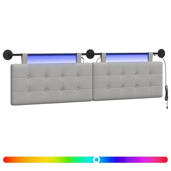 Trygg betalning vidaXL Hängande sänggavel Med LED-lampa Moln Grå Tyg