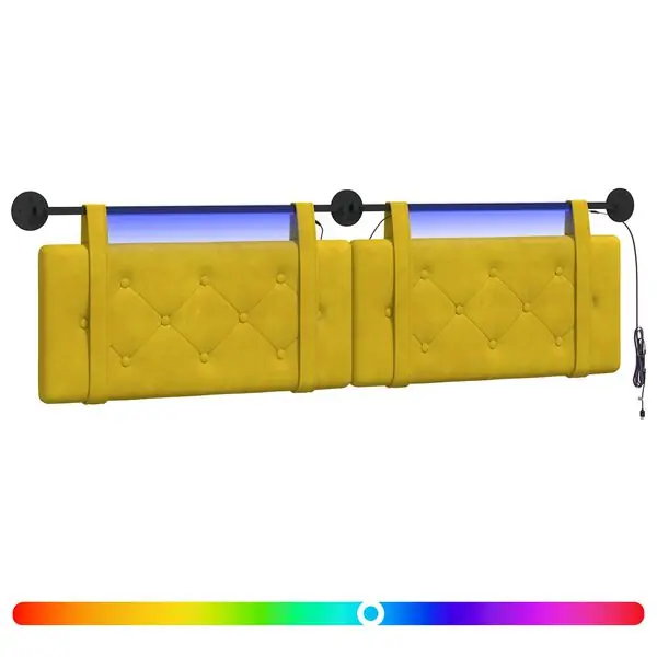 Reapris vidaXL Hängande sänggavel Med LED-lampa Gul Sammet